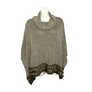 Chico's Womens Poncho One Size Ambered Green Olive Fur Trim Josephine